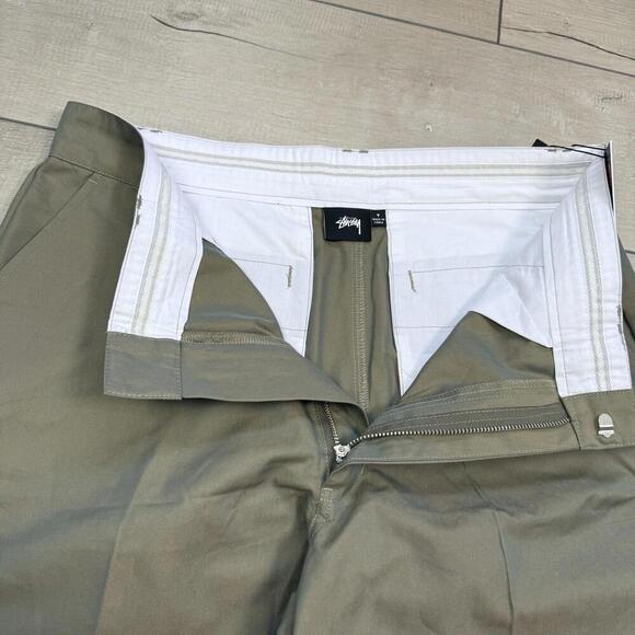 Stüssy Uptown Iridescent Pants Khaki Sz 9 (W32x30) NWT Straight Fit Chino Baggy - Picture 3 of 10